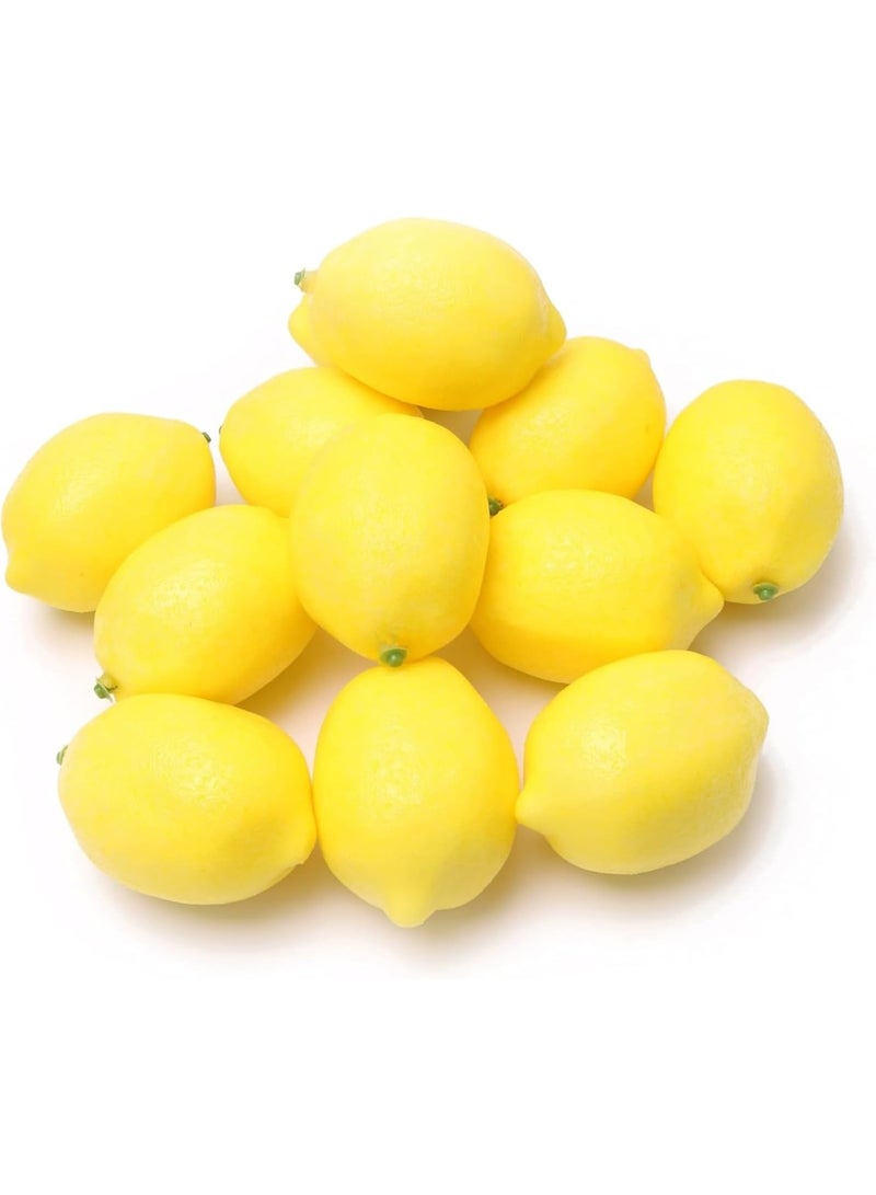 20 pieces of yellow artificial lemons, lifelike plastic lemon decorations, realistic fruit ornaments, suitable for home kitchen dining tables, cabinets, holiday party photography props - Image 1